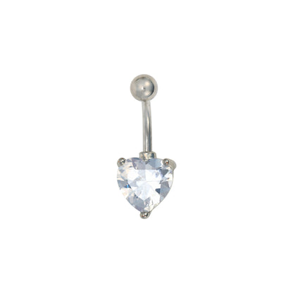 Baby Phat 14 Gauge Heart Navel Jewelry - April Crystal - Stainless Steel