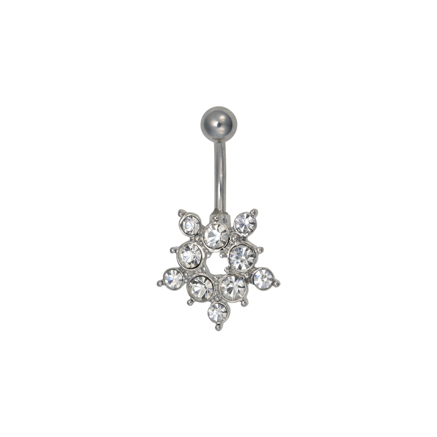 Baby Phat 14 Gauge Flower Charm Navel Jewelry - April Crystal - Stainless Steel