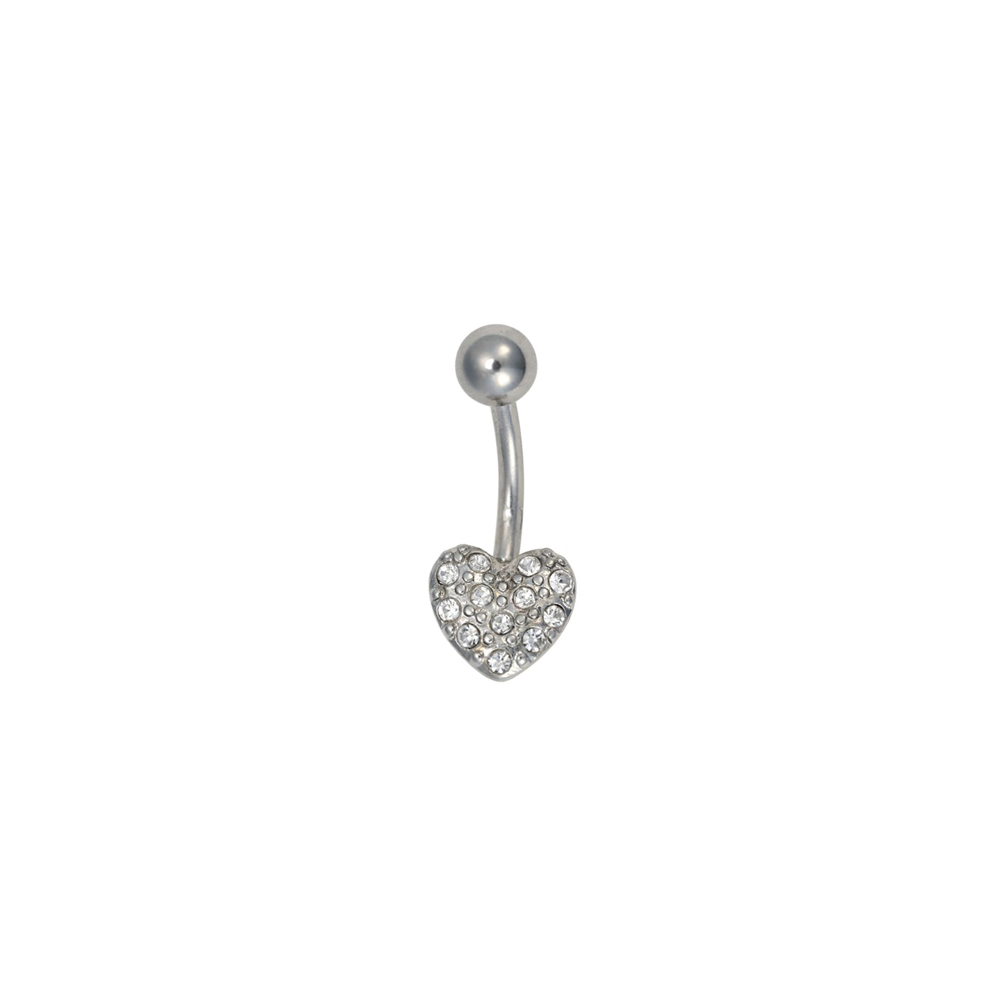 Baby Phat 14 Gauge Pave Heart Navel Jewelry - Clear Crystal - Stainless Steel