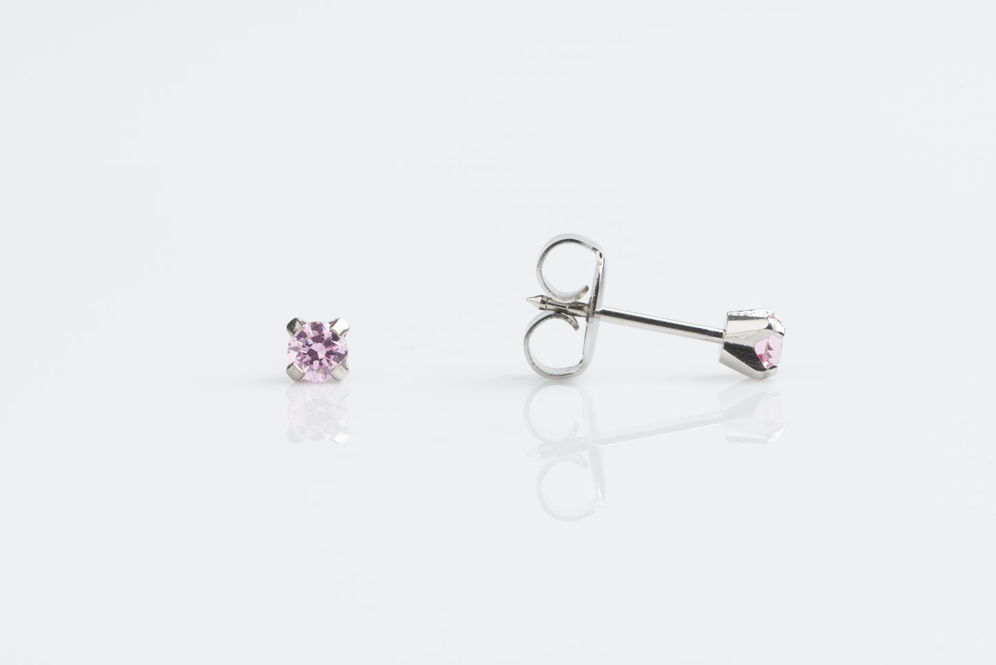 Prong Set Pink Cubic Zirconia System 75™ Piercing Studs