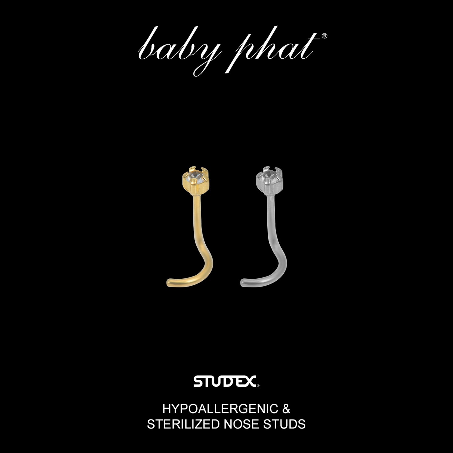 Baby Phat 2-Pack Nose Stud Jewelry - Stainless Steel/Gold Plated