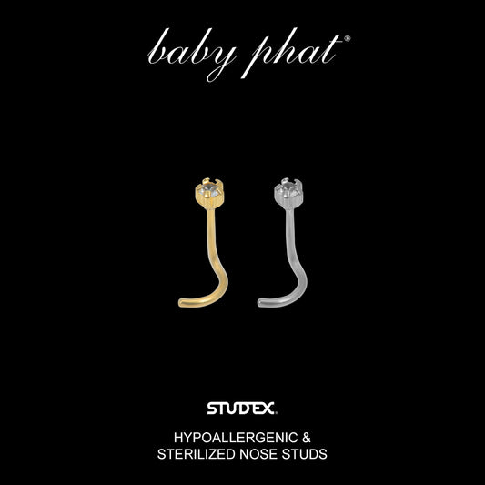 Baby Phat 2-Pack Nose Stud Jewelry - Stainless Steel/Gold Plated
