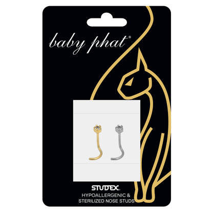 Baby Phat 2-Pack Nose Stud Jewelry - Stainless Steel/Gold Plated