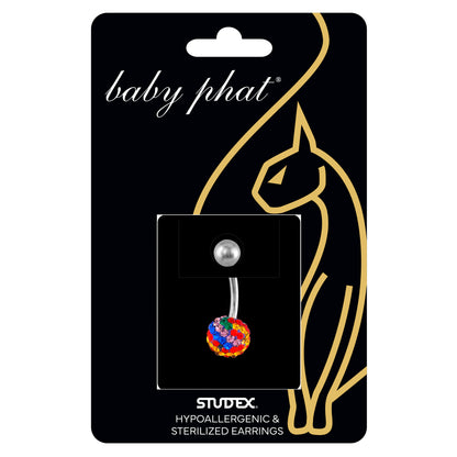 Baby Phat 14 Gauge Navel Jewelry- Rainbow ball - Stainless Steel