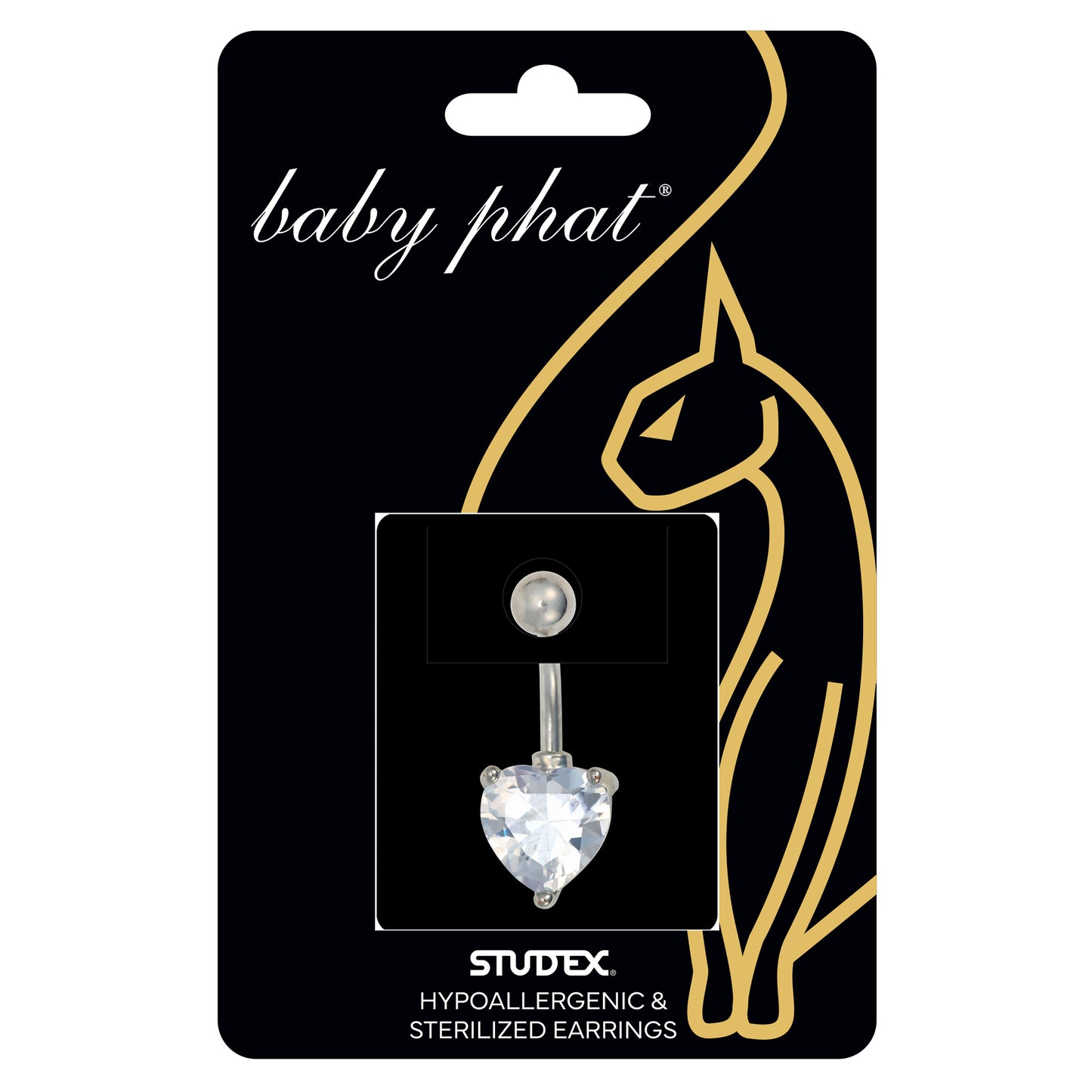 Baby Phat 14 Gauge Heart Navel Jewelry - April Crystal - Stainless Steel