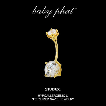 Baby Phat 14 Gauge Navel Jewelry - Clear Crystal - Gold Plated