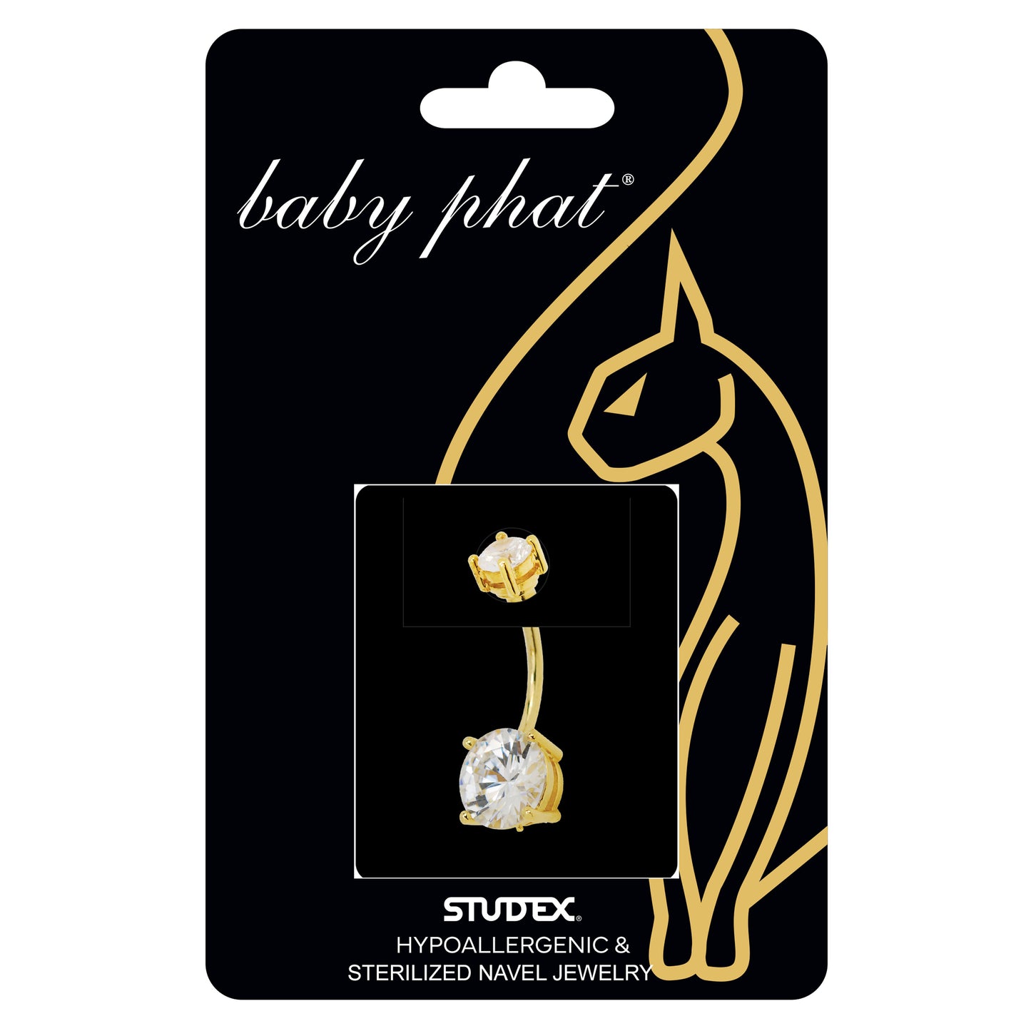Baby Phat 14 Gauge Navel Jewelry - Clear Crystal - Gold Plated