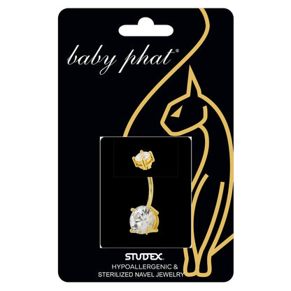 Baby Phat 14 Gauge Navel Jewelry - Clear Crystal - Gold Plated