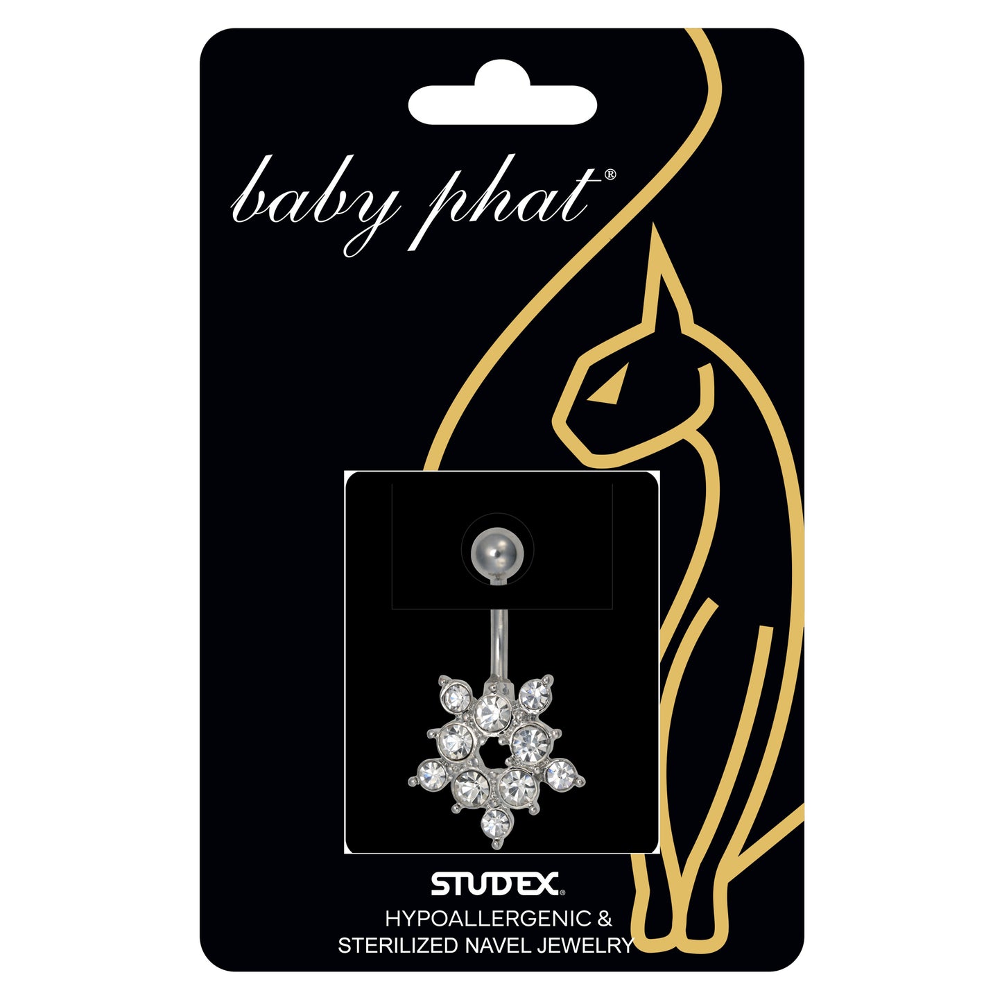 Baby Phat 14 Gauge Flower Charm Navel Jewelry - April Crystal - Stainless Steel