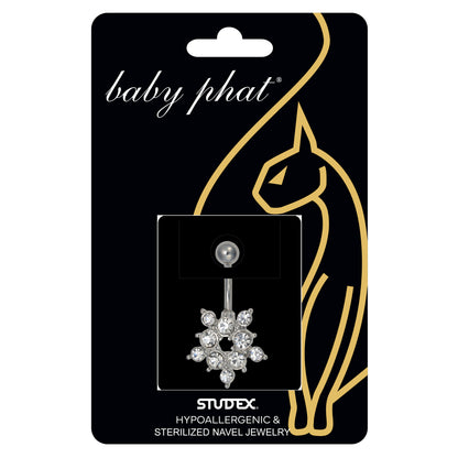 Baby Phat 14 Gauge Flower Charm Navel Jewelry - April Crystal - Stainless Steel