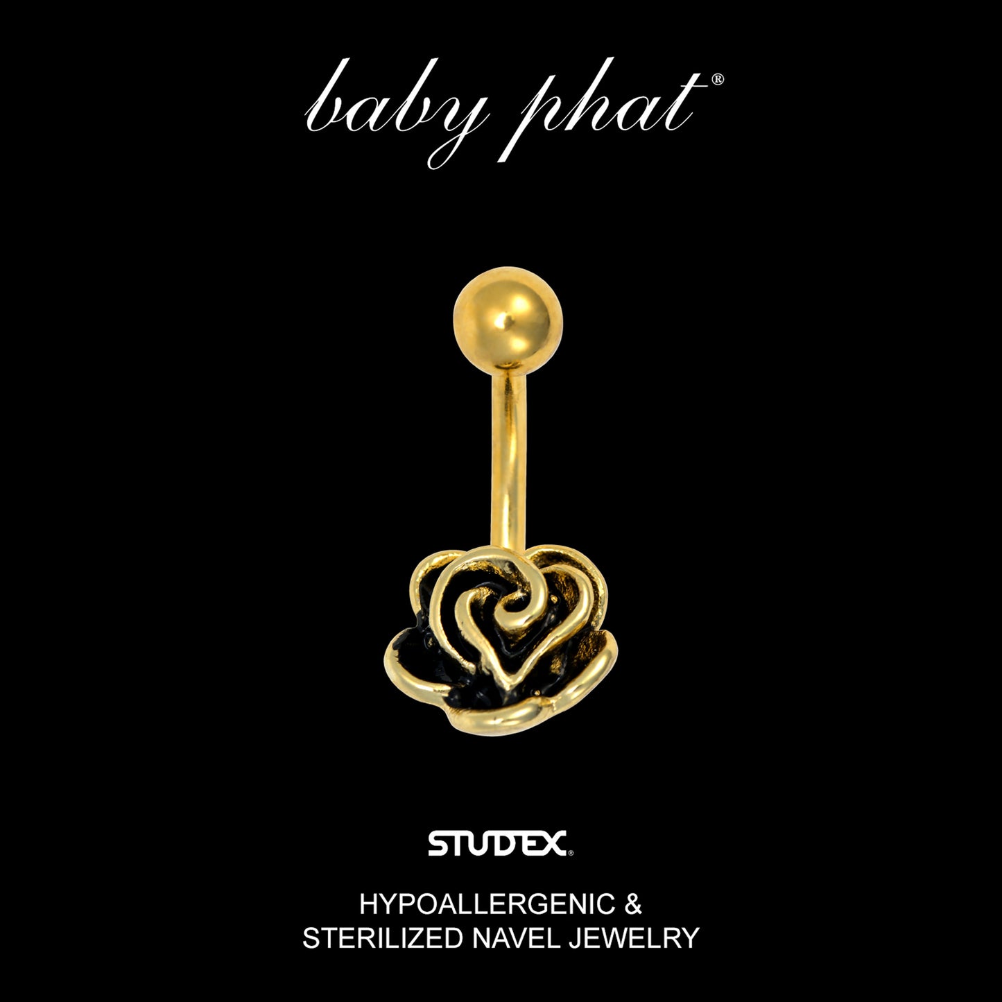 Baby Phat 14 Gauge Flower Navel Jewelry - Gold Plated