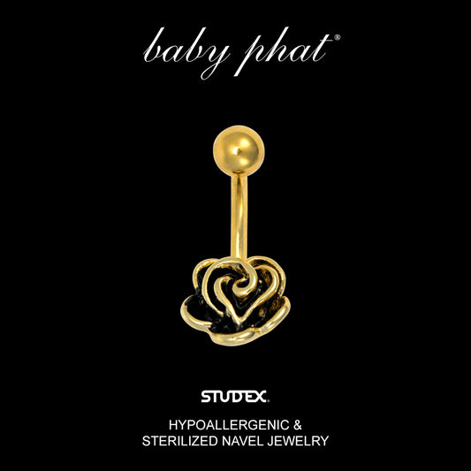 Baby Phat 14 Gauge Flower Navel Jewelry - Gold Plated