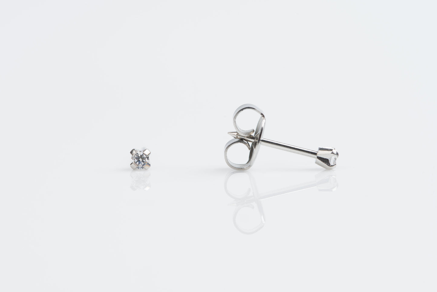 System 75™ Prong Set Cubic Zirconia Piercing Studs - 2mm - Regular Post - Stainless Steel