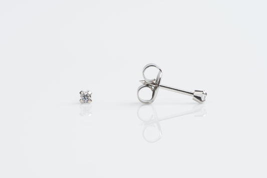 System 75™ Prong Set Cubic Zirconia Piercing Studs - 2mm - Regular Post - Stainless Steel