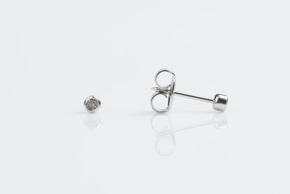 System 75™ Bezel Set Piercing Studs - 2mm - April Clear Crystal - Stainless Steel