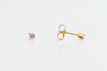 System 75™ Prong Set Pink Cubic Zirconia Piercing Studs - Gold Plated