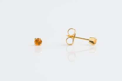 System 75™ Prong Set Birthstone Piercing Studs - 3mm - November Topaz Crystal - Gold Plated