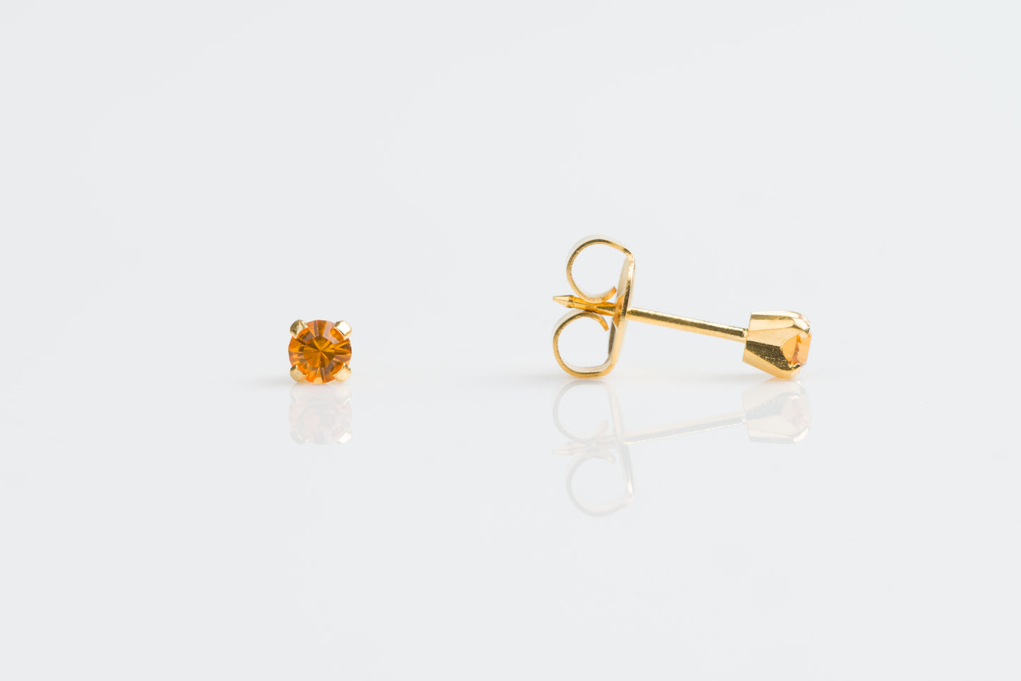 System 75™ Prong Set Birthstone Piercing Studs - 3mm - November Topaz Crystal - 14K Yellow Gold