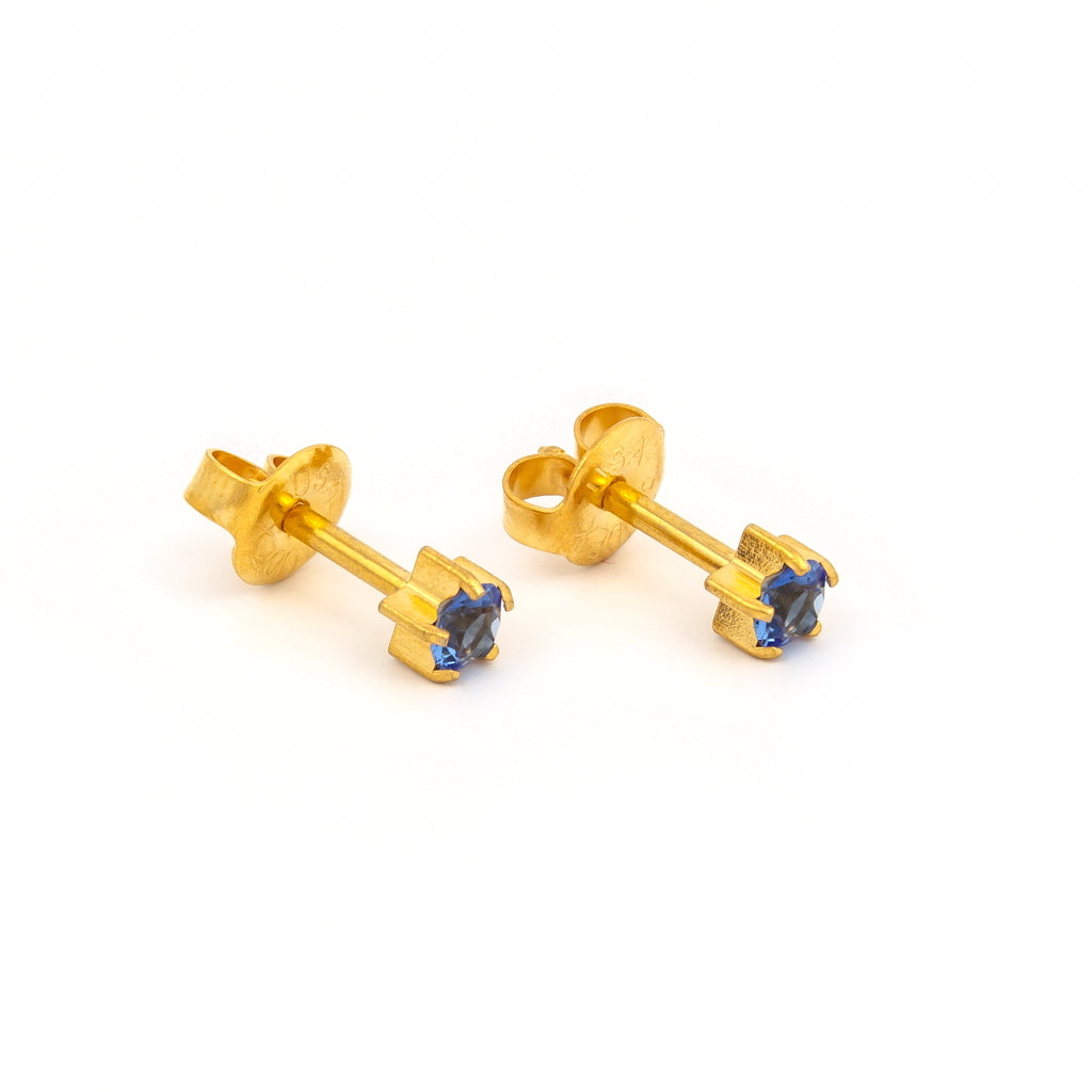 Prong Set Birthstone Universal Flatpack Piercing Studs - Gold Plated  - September Sapphire Crystal - Large Adaptor