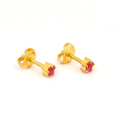 Prong Set Birthstone Universal Flatpack Piercing Studs - Gold Plated - October Rose Crystal - Large Adaptor