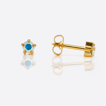 Prong Set Birthstone Universal Flatpack Piercing Studs - Gold Plated- AB Crystal - Large Adaptor