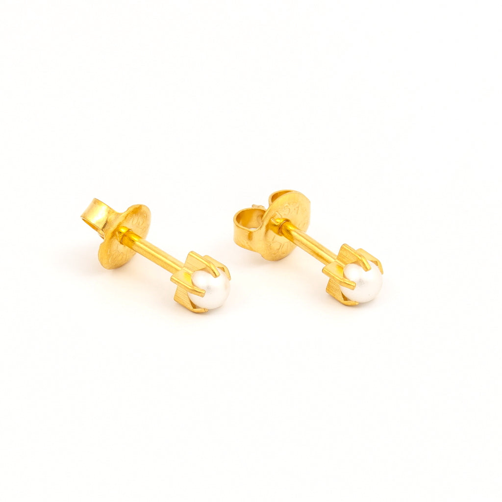 Prong-Set Pearl Universal Flatpack Piercing Studs - Gold Plated - Large Adaptor