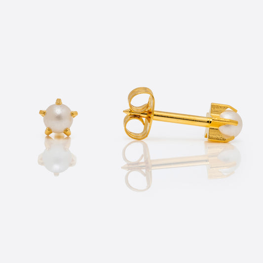 Prong-Set Pearl Universal Flatpack Piercing Studs - Gold Plated - Large Adaptor