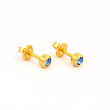 Bezel Set Birthstone Universal Flatpack Piercing Studs - Gold Plated - September Sapphire Crystal - Large Adaptor