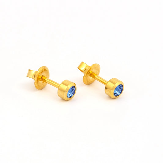 Bezel Set Birthstone Universal Flatpack Piercing Studs - Gold Plated - September Sapphire Crystal - Large Adaptor