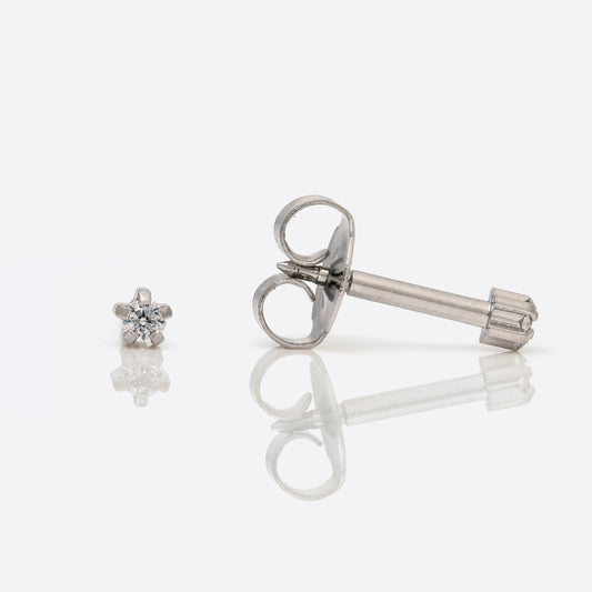 Prong Set Cubic Zirconia Universal Flatpack Piercing Studs - Stainless Steel - Mini Adaptor