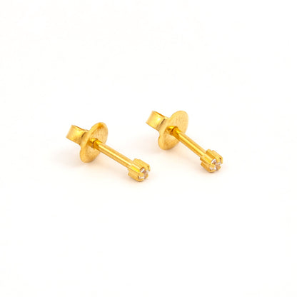 Prong Set Cubic Zirconia Universal Flatpack Piercing Studs - Gold Plated  - Mini Adaptor