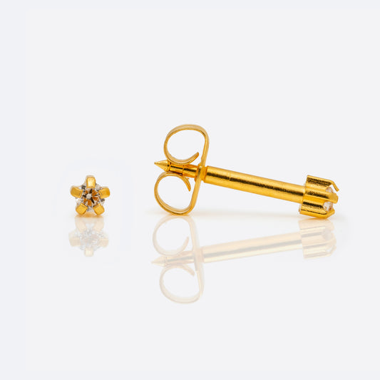Prong Set Cubic Zirconia Universal Flatpack Piercing Studs - Gold Plated  - Mini Adaptor