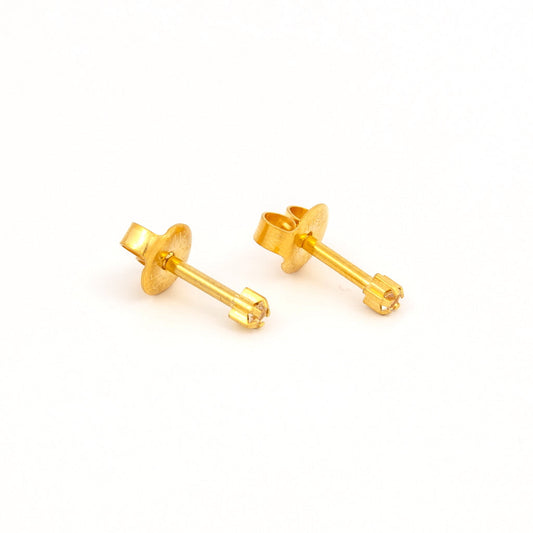 Prong Set Birthstone Universal Flatpack Piercing Studs - Gold Plated  - April Clear Crystal - Regular Adaptor