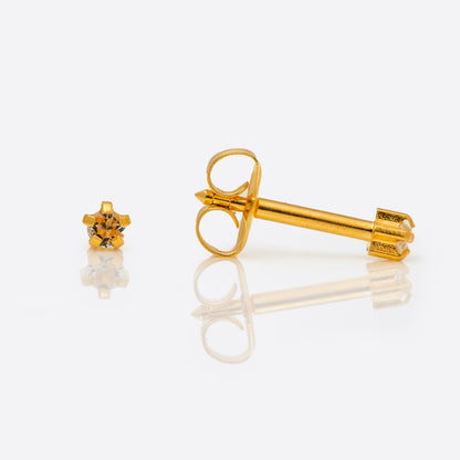 Prong Set Birthstone Universal Flatpack Piercing Studs - Gold Plated  - April Clear Crystal - Mini Adaptor