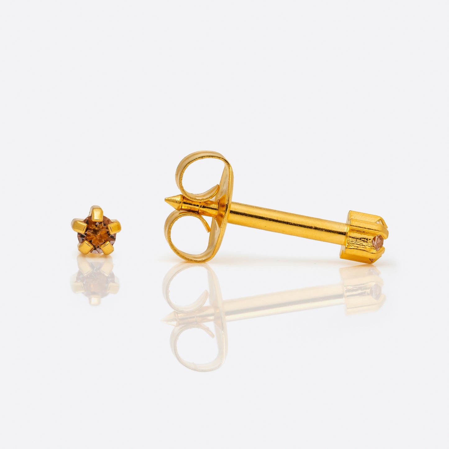 Prong Set Birthstone Universal Flatpack Piercing Studs - Gold Plated  - June Alexandrite Crystal - Mini Adaptor