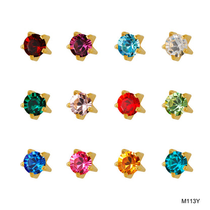 Prong-Set Birthstars Universal Flatpack Piercing Studs (Assorted Dozen) - Gold Plated - Mini Adaptor