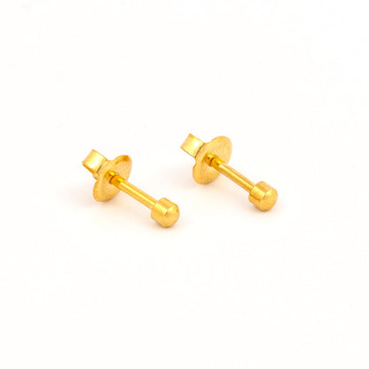 Ball Polished Universal Flatpack Piercing Studs - Gold Plated - Mini Adaptor