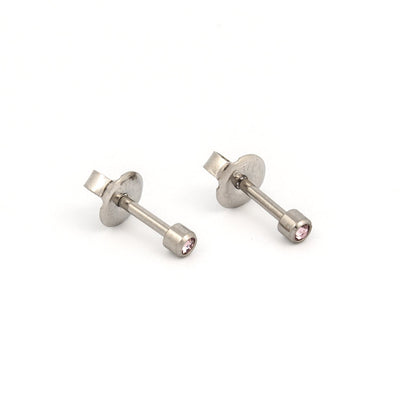 Bezel Set Birthstone Universal Flatpack Piercing Studs - Stainless Steel - June Alexandrite Crystal - Mini Adaptor