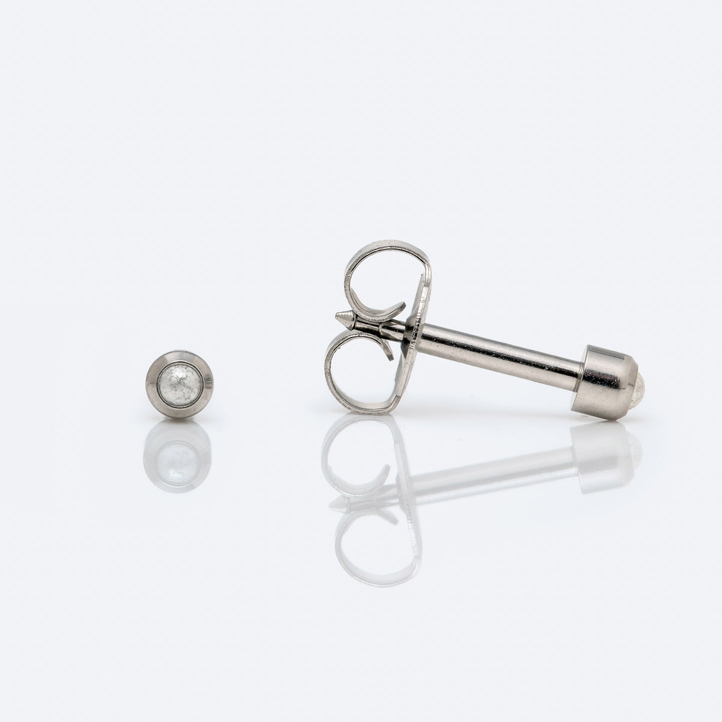 Bezel-Set Pearl Universal Flatpack Piercing Studs - Stainless Steel - Mini Adaptor