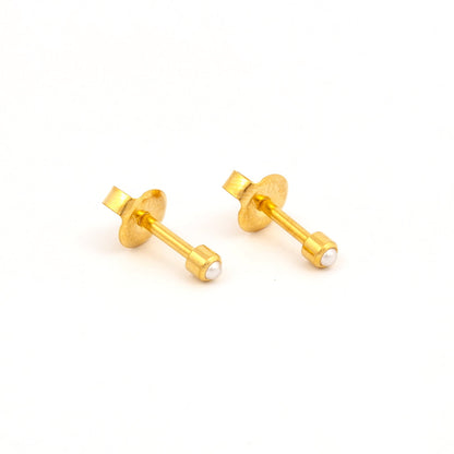 Bezel-Set Pearl Universal Flatpack Piercing Studs - Gold Plated - Mini Adaptor