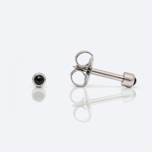 Bezel-Set Color Universal Flatpack Piercing Studs - Stainless Steel - Black Onyx - Mini Adaptor