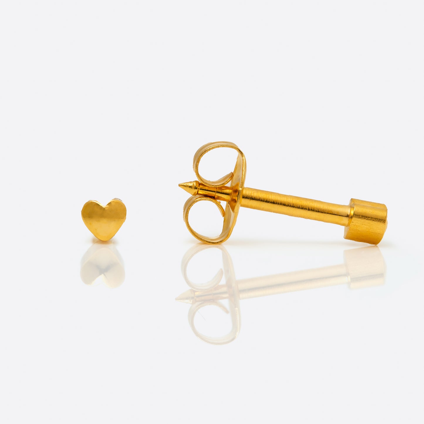 Heart Universal Flatpack Piercing Studs - Gold Plated - Mini Adaptor