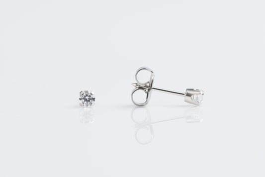 System 75™ Prong Set Cubic Zirconia Piercing Studs - 3mm - Regular Post - 14K White Gold