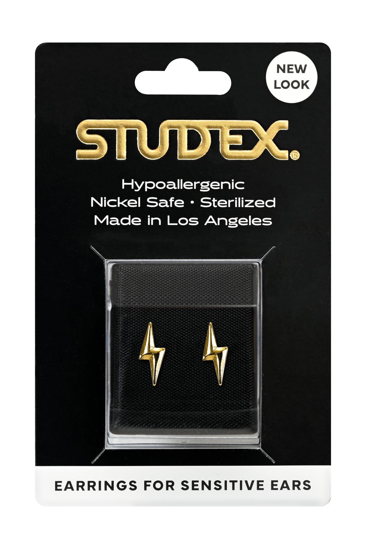 Sensitive Sterilized Fashion Lightning Bolt Studs - Gold Plated