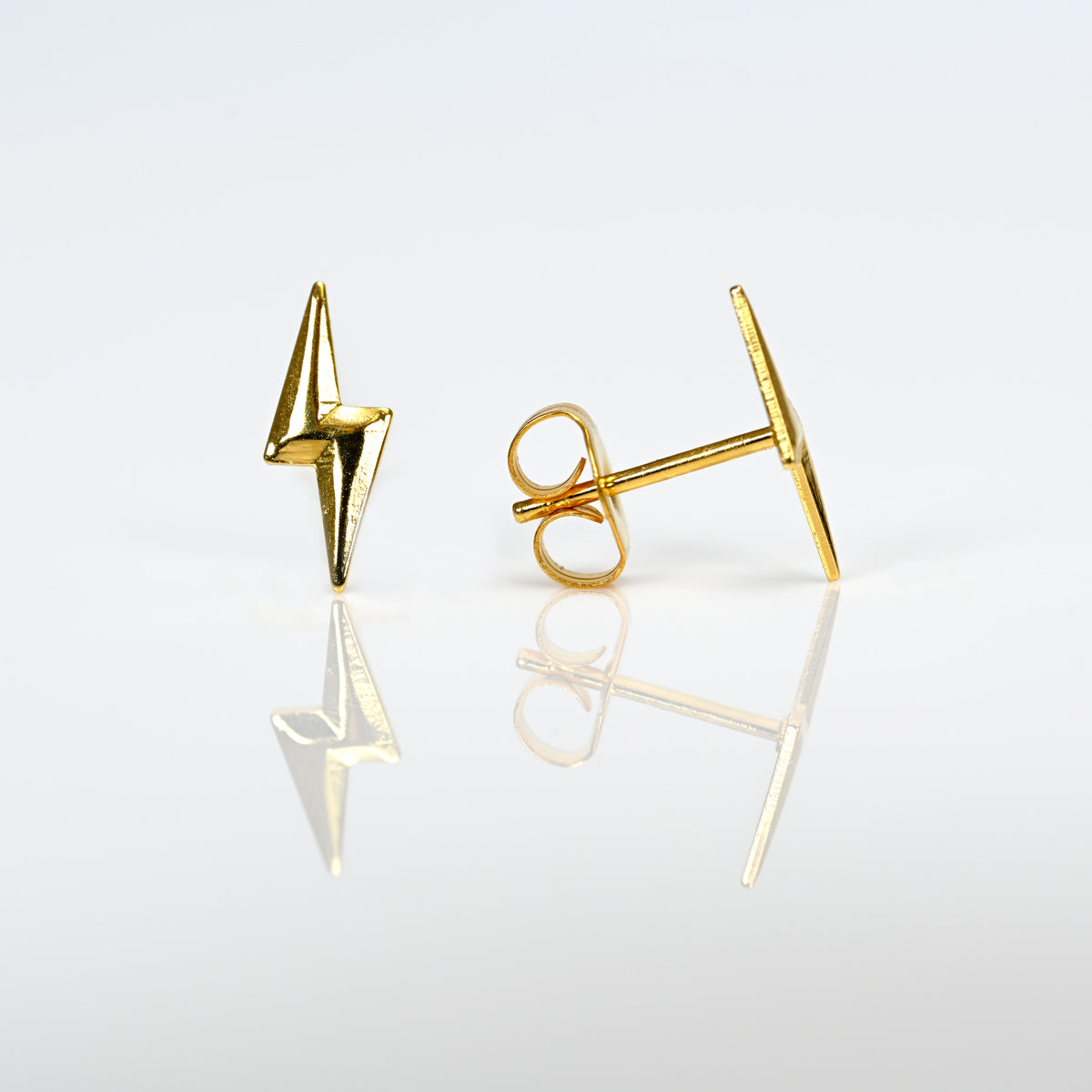Sensitive Sterilized Fashion Lightning Bolt Studs - Gold Plated