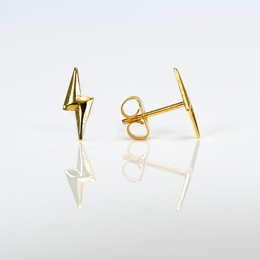 Sensitive Sterilized Fashion Lightning Bolt Studs - Gold Plated
