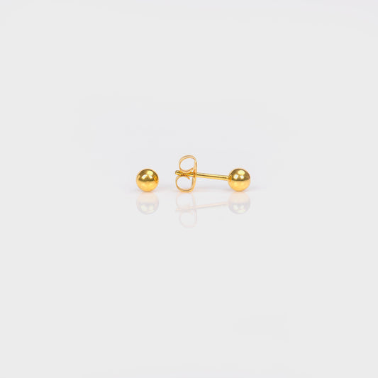 Sensitive Sterilized Ball  Fashion Studs - 4mm - Gold Plated