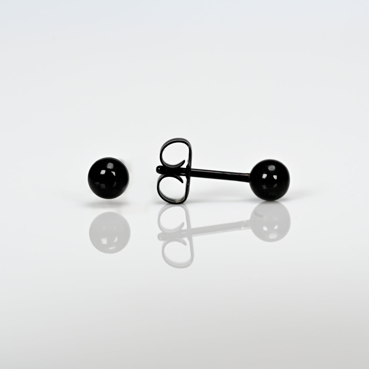 Sensitive Sterilized Fashion Ball Studs - 4mm - Black Stainless Steel