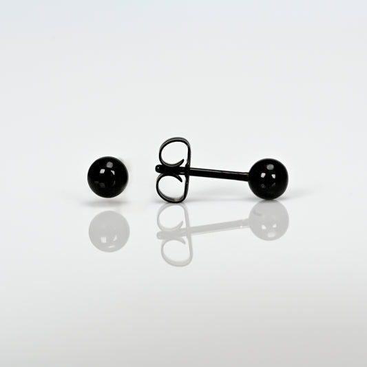 Sensitive Sterilized Fashion Ball Studs - 4mm - Black Stainless Steel