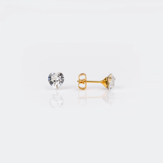 Sensitive Sterilized Prong-Set Princess-Cut Cubic Zirconia  Fashion Studs - 5x5mm - Gold Plated